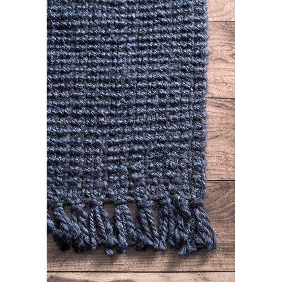 Daniela Farmhouse Chunky Jute Area Rug, 5x8, Navy Blue