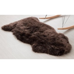 Super Area Rugs Dark Brown Sheepskin Rug Genuine Single 2x3ft Pelt Fluffy Fur Seat Cushion and Chair Cover