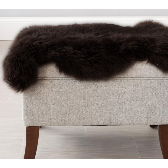 Super Area Rugs Dark Brown Sheepskin Rug Genuine Single 2x3ft Pelt Fluffy Fur Seat Cushion and Chair Cover