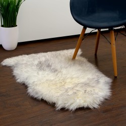 Super Area Rugs Gray & White Mix Sheepskin Rug Genuine Single 2x3ft Pelt Fluffy Fur Seat Cushion and Chair Cover