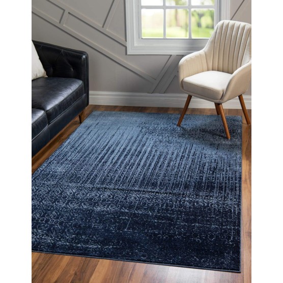 Del Mar Collection Area Rug - Jennifer (4' 1" x 6' 1" Rectangle, Blue/ Navy Blue)