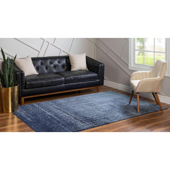 Del Mar Collection Area Rug - Jennifer (4' 1" x 6' 1" Rectangle, Blue/ Navy Blue)