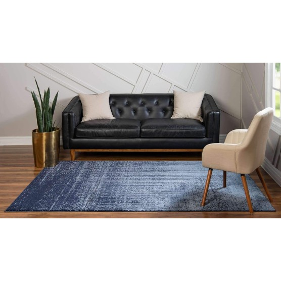 Del Mar Collection Area Rug - Jennifer (4' 1" x 6' 1" Rectangle, Blue/ Navy Blue)