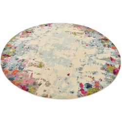 Chromatic Collection Modern Colorful & Vibrant Abstract Area Rug for Any Home Décor, 8' Round, Multi/Blue