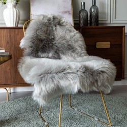 Luxury Soft Faux Sheepskin Chair Cover Seat Pad Plush Fur Area Rugs for Bedroom, 2ft x 3ft,Grey