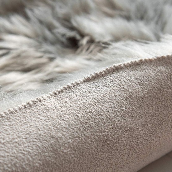 Luxury Soft Faux Sheepskin Chair Cover Seat Pad Plush Fur Area Rugs for Bedroom, 2ft x 3ft,Grey