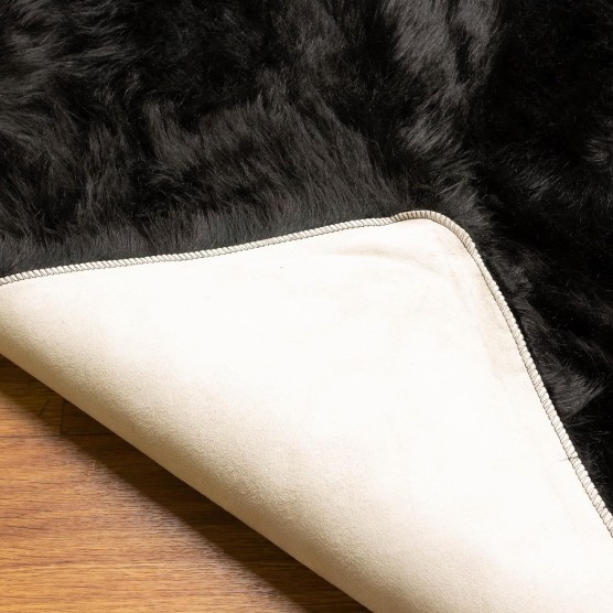 Super Area Rugs Ultra Soft & Fluffy Faux Sheepskin Rug, Black 4 x 6 Feet Carpet for Bedroom Living Room