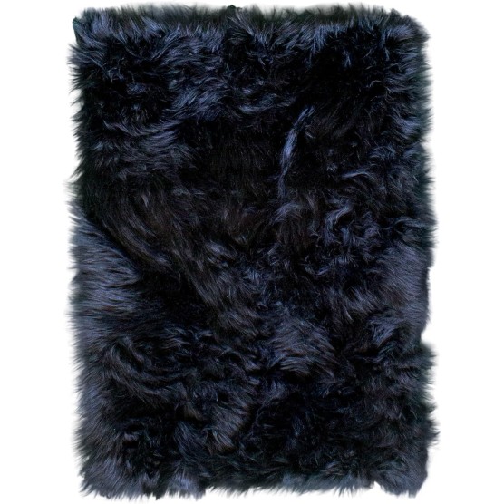 Super Area Rugs Ultra Soft & Fluffy Faux Sheepskin Rug, Black 4 x 6 Feet Carpet for Bedroom Living Room