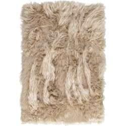 Super Area Rugs Ultra Soft & Fluffy Faux Sheepskin Rug, Light Brown 5 x 7 Feet Carpet for Bedroom Living Room