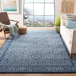 Collection Area Rug - 8' x 10', Navy & Ivory, Moroccan Boho Distressed Design, Non-Shedding & Easy Care, Ideal for High Traffic Areas in Living Room, Bedroom (TUL264N)