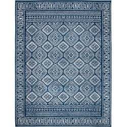 Collection Area Rug - 8' x 10', Navy & Ivory, Moroccan Boho Distressed Design, Non-Shedding & Easy Care, Ideal for High Traffic Areas in Living Room, Bedroom (TUL264N)