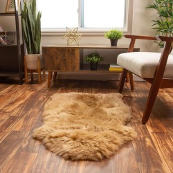 Super Area Rugs Honey Brown Sheepskin Rug Genuine Single 2x3ft Pelt Fluffy Fur Seat Cushion and Chair Cover