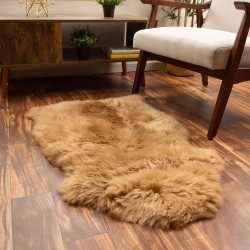 Super Area Rugs Honey Brown Sheepskin Rug Genuine Single 2x3ft Pelt Fluffy Fur Seat Cushion and Chair Cover