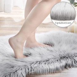 faux fur rug, Fluffy Shaggy Area Rug Ultra Soft 2 x 6 Feet Sheepskin Fur Rug, Frosted Bottom Gray Fuzzy Rug Machine Washable Shag Rug, Nursery Decor Throw Rugs for Bedroom, Living Room