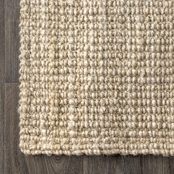 Hiro Hand Woven Chunky Jute Indoor Area -Rug Bohemian Farmhouse Easy -Cleaning Bedroom Kitchen Living Room Non Shedding, 3 X 5, Ivory