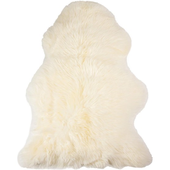 Natural Milan Genuine Sheepskin Area Rugs with Thick and Lush Pile, Fluffy Sheep Fur Rug with Anti-Skid Backing for Bedroom Living Room, Single Pelt, Ivory 2 ft x 3 ft