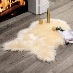 Fluffy Rug Soft Shaggy Faux Fur Area Rug Luxury Plush Sheepskin Carpet for Bedroom Living Room Sofa Chair 2 x 3 Feet, Beige