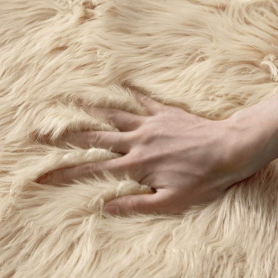 Fluffy Rug Soft Shaggy Faux Fur Area Rug Luxury Plush Sheepskin Carpet for Bedroom Living Room Sofa Chair 2 x 3 Feet, Beige