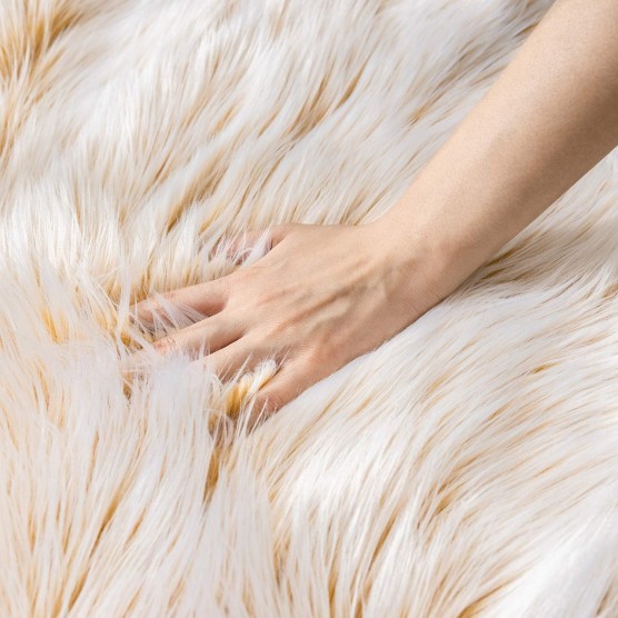 faux fur rug, Fluffy Shaggy Area Rug Ultra Soft 2 x 6 Feet Sheepskin Fur Rug, Frosted Bottom Yellow Fuzzy Rug Machine Washable Shag Rug, Nursery Decor Throw Rugs for Bedroom, Living Room