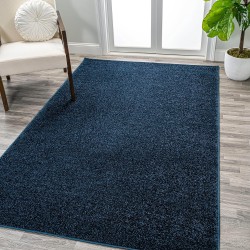 Haze Solid Low-Pile Indoor Area-Rug Casual Contemporary Solid Traditional Easy-Cleaning Bedroom Kitchen Living Room Non Shedding, 5 ft x 8 ft, Navy