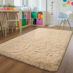 Soft Fluffy Bedroom Rugs, 4 x 6 Feet Indoor Shaggy Plush Area Rug for Boys Girls Kids Baby College Dorm Living Room Home Decor Floor Carpet, Camel