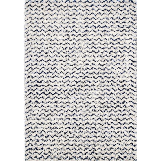 Cuellar Chevron Shag Area Rug, 4x6, Navy