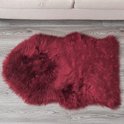 Luxury Soft Faux Sheepskin Fur Chair Couch Cover Area Rug Bedroom Floor Sofa Living Room (2 x 3 ft, Burgundy)