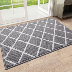  Indoor Door Mat, Non-Slip Absorbent Resist Dirt Entrance Mat, Washable Mats for Entryway, Low-Profile Inside Floor Doormat, 32" x 20", Grey