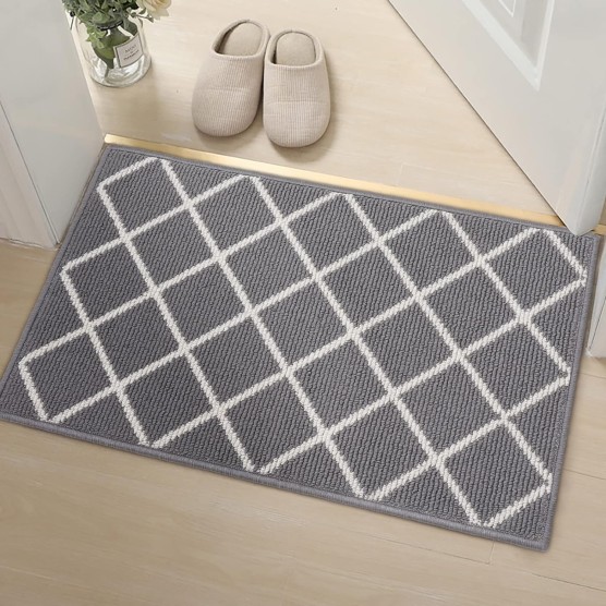  Indoor Door Mat, Non-Slip Absorbent Resist Dirt Entrance Mat, Washable Mats for Entryway, Low-Profile Inside Floor Doormat, 32" x 20", Grey