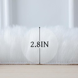 Super Soft Fluffy Faux Fur Sheepskin Rugs Bedroom Floor Sofa Living Room Runner High-Density Cushion Plush Carpet Sofa Cover Bedside Rugs (2x6 ft Sheepskin, White)