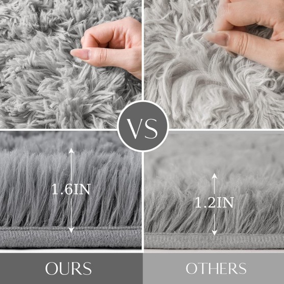 Shaggy Fluffy Area Rug for Living Room, Ultra Soft Bedside Bedroom Carpets, Fuzzy Plush Rug for Home Decor, Ture White, 4 x 6 Feet