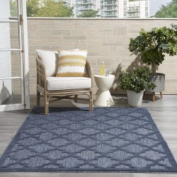 Easy Care Moroccan Navy Blue 5' x 7' Area Rug, Trellis, Easy Cleaning, Non Shedding, Bed Room, Living Room, Dining Room, Backyard, Deck, Patio (5x7)