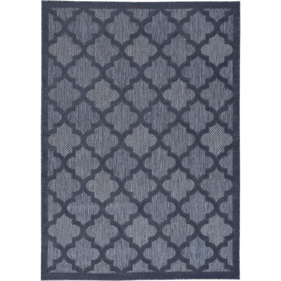 Easy Care Moroccan Navy Blue 5' x 7' Area Rug, Trellis, Easy Cleaning, Non Shedding, Bed Room, Living Room, Dining Room, Backyard, Deck, Patio (5x7)