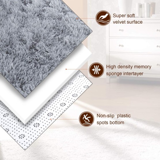 Super Soft Shaggy Rugs Fluffy Carpets, 8x10 Feet, Indoor Modern Plush Area Rugs for Living Room Bedroom Kids Room Nursery Home Decor, Upgrade Anti-Skid Rectangular Fuzzy Rug, Grey