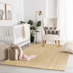 Washable Area Rug 4x6, Hand-Woven Cotton Living Room Rug, Tan/Cream Braided Bedroom Rug, Farmhouse Indoor/Outdoor Floor Carpet for Patio, Nursery, Office, Playroom, Dining Room