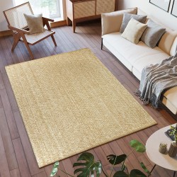 Washable Area Rug 4x6, Hand-Woven Cotton Living Room Rug, Tan/Cream Braided Bedroom Rug, Farmhouse Indoor/Outdoor Floor Carpet for Patio, Nursery, Office, Playroom, Dining Room