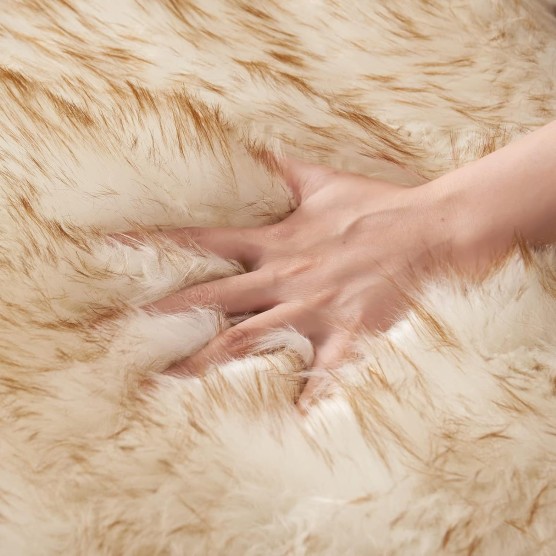 Faux Fur Sheepskin Rug, Luxury Fluffy Area Rugs - Super Soft Decorative Shag Carpet for Bedroom, Living Room, and Nursery - 2x3 Feet, Frosted Tips Brown