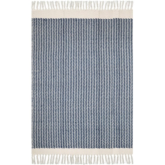 Boho Bedroom Rug, 3x5 Kitchen Rug Lightweight Rugs for Entryway Living Room Woven Washable Area Rug with Tassels, Farmhouse Navy Blue Throw Rug Non-Shedding Floor Carpet for