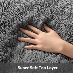 8x10 Area Rugs for Living Room, Large Shag Bedroom Carpet, Gray Big Indoor Thick Soft Nursery Rug, Grey Fluffy Carpets for Boy and Girls Room Dorm Home Decor Aesthetic