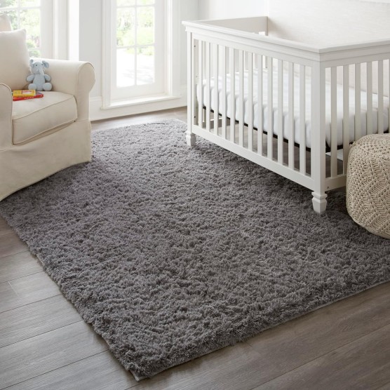 8x10 Area Rugs for Living Room, Large Shag Bedroom Carpet, Gray Big Indoor Thick Soft Nursery Rug, Grey Fluffy Carpets for Boy and Girls Room Dorm Home Decor Aesthetic