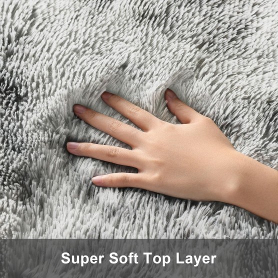 8x10 Area Rugs for Living Room, Large Shag Bedroom Carpet, Tie-Dyed Grey&White Big Indoor Thick Soft Nursery Rug, Fluffy Carpets for Boy and Girls Room Dorm Home Decor Aesthetic