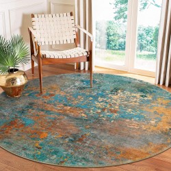 Modern Abstract Round Rug - 6Ft Colorful Living Room Rug Soft Dining Room Circle Rugs Non Slip Bedroom Mat, Contemporary Indoor Floor Nursery Carpet for Kitchen Coffee Table Hardwood Floor