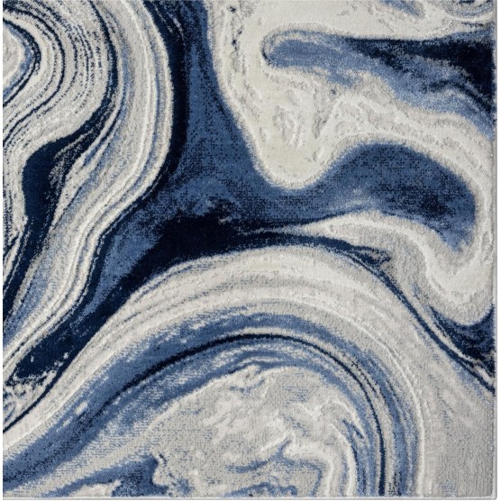 Modern Abstract Marble Swirl Blue 5x7 Area Rug