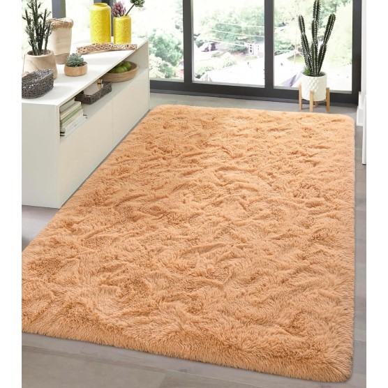 Shag Area Rug for Living Room, 4x6 Feet Orange Soft Fluffy Indoor Plush Throw Rugs for Bedroom Girls Kids Room Nursery Dorm Home Decor Carpet