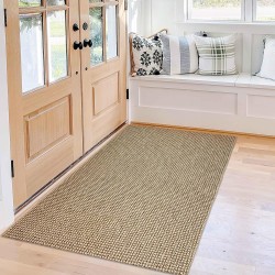 Boho Rugs for Entryway 3x5 ft Washable Front Door Area Rug Indoor Rubber Backed Kitchen Area Rug Natural Front Porch Mat Cotton Floor Carpet for Entryway Bathroom Living Room Kitchen