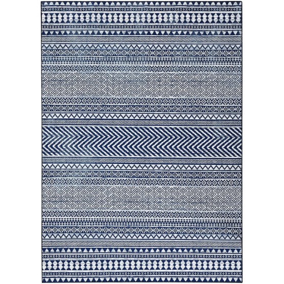 Boho Machine Washable Area Rug Blue Small Rug Geometric Farmhouse Rug Mat Stain Resistant Non-Slip Area Rug Mat for Living Room Bedroom, 3' x 5'