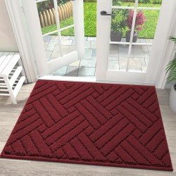 Door Mat Indoor Doormat, Entryway Rug Red Door Mats Non-Slip Rubber Backing, Low-Profile Entrance Christmas Rugs, Absorbent Resist Dirt Doormats Washable Inside Floor Mat,20"x31.5"