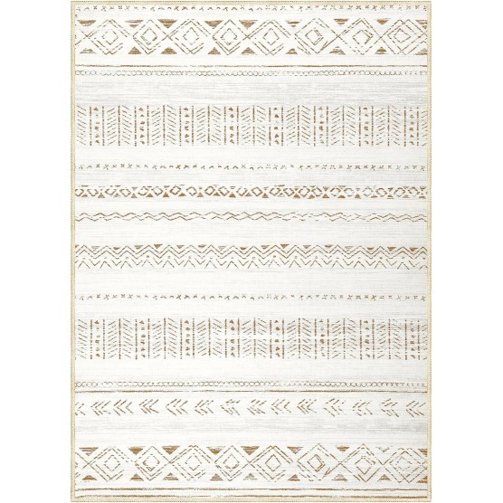 Large Living Room Area Rug 5x7: Soft Machine Washable Boho Moroccan Farmhouse Rugs for Bedroom Under Dining Table - Non-Slip Neutral Morden Indoor Floor Carpet for Home Office - Brown/Cream