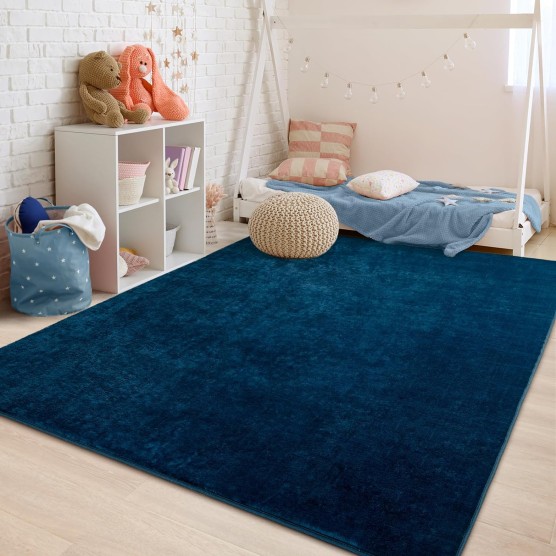 Washable Area Rug for Living Room Bedroom, 5x7 Feet Navy Blue Memory Foam Rug, Super Soft Modern Indoor Carpet for Kids Room Boys Girls Dorm Bedside Nursery Decor Mat