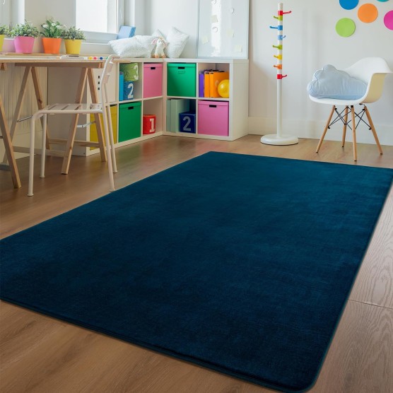 Shag Area Rug Fluffy Carpets, 5x7 Navy Blue Washable Living Room Bedroom Rugs, Soft Fuzzy Indoor Rugs for Dorm Boys Girls Kids Room Nursery Home Christmas Decorations